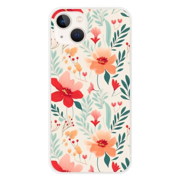 Siliconskal med tryck - 1001 skal - iPhone 13 - Mönster Blomster vägg - Optimal skydd - Mjuk Transparent