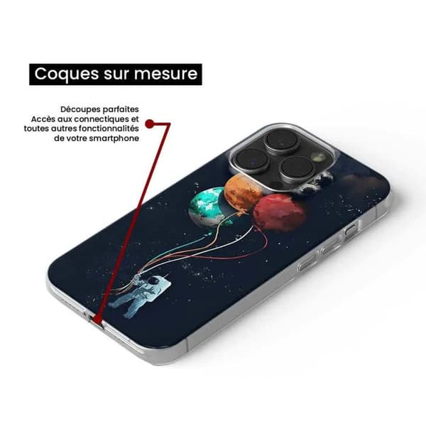 Siliconfodral - Kompatibel med Apple iPhone 15 Pro - design av astronaut med ballonger Transparent