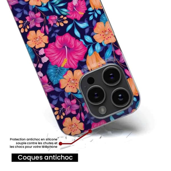 Siliconcase med tryck - 1001 skal - iPhone 16 Pro - Exotiska blommor - Optimal skydd - Mjuk Transparent