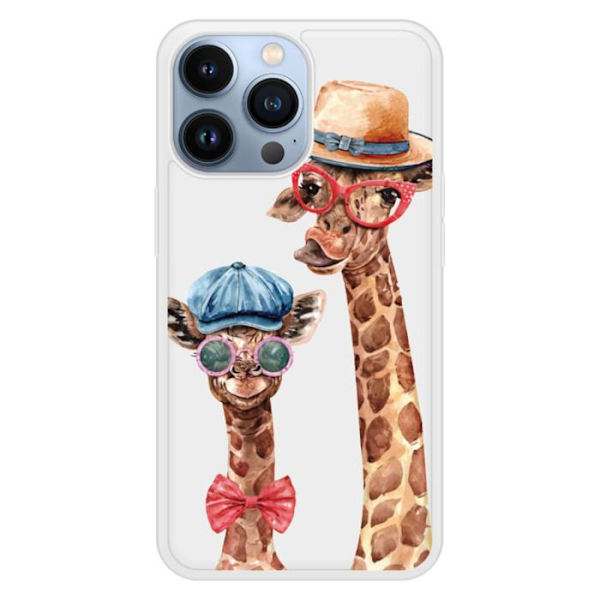 Siliconförstärkt tryckt skal kompatibelt med Apple iPhone 13 Pro Rolig Giraff Transparent