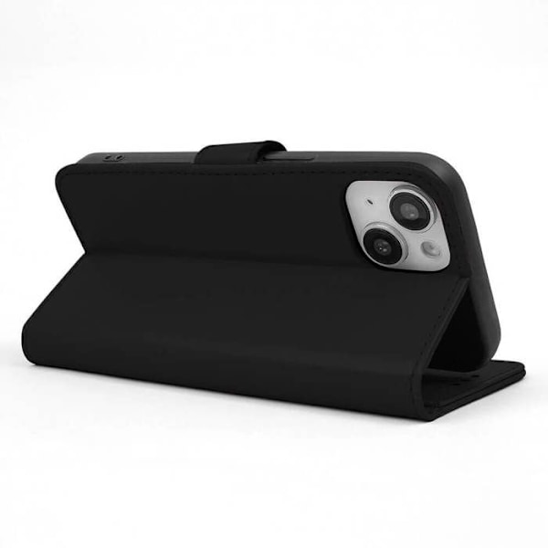 Fodral med flik - Apple - iPhone 12 / 12 Pro - Svart konstläder - Magnetisk stängning - Inbyggd stöd svart
