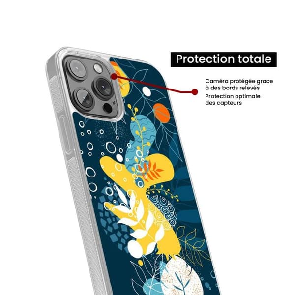 Skyddande silikonfodral med tryck, kompatibelt med Apple iPhone 16 Pro, havblommor Transparent