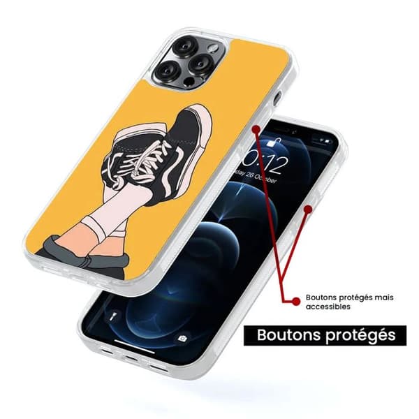 Siliconförstärkt tryckt skal kompatibelt med Apple iPhone 15 Plus Sneakers Transparent