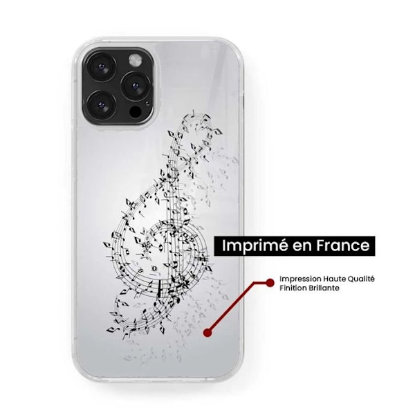 Siliconfodral med förstärkning, tryckt, kompatibel med Apple iPhone 16 Plus Valse des notes Transparent