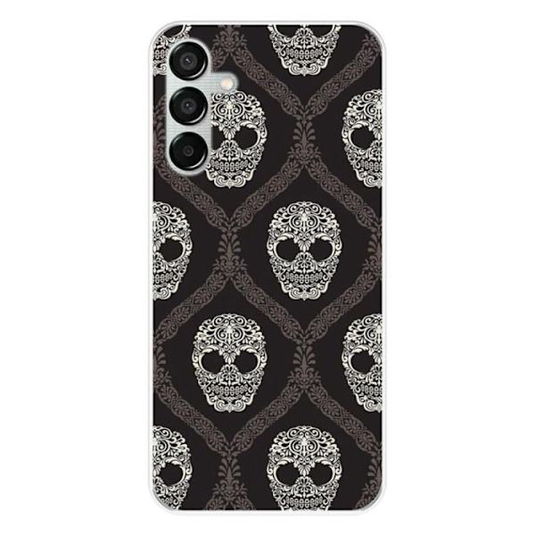 Tryckt silikonfodral som är kompatibelt med Samsung Galaxy M15 5G Floral skalle Transparent