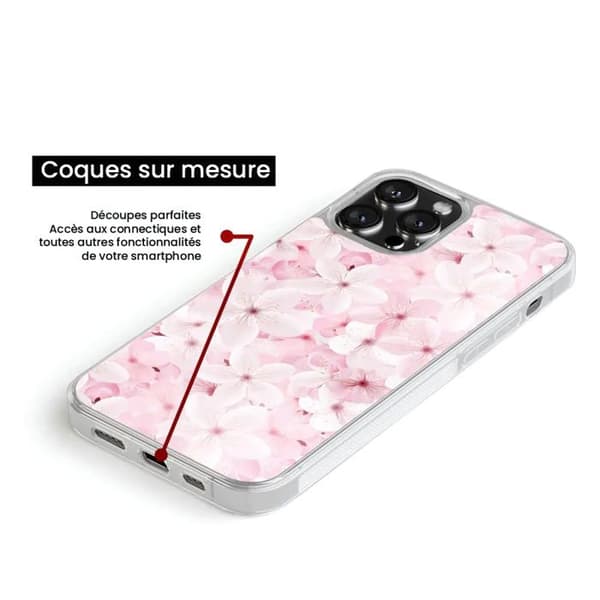 Silicon förstärkt tryckt skal kompatibel med Apple iPhone 16 Pro Max Sakura Transparent
