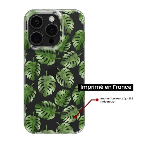 Siliconfodral - Kompatibel med Apple iPhone 15 Plus - design med monsterablad Transparent