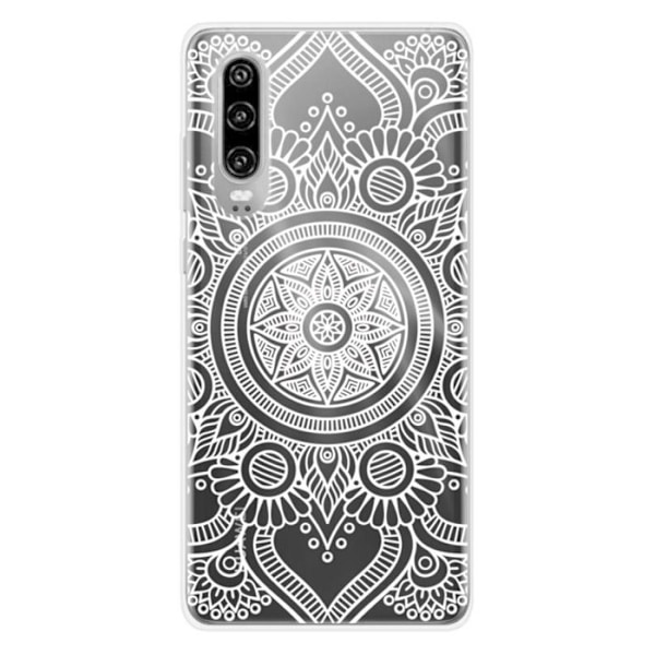 Siliconfodral med tryck - 1001 fodral - Huawei P30 - Vit mandala - Optimal skydd - TPU Gel Transparent