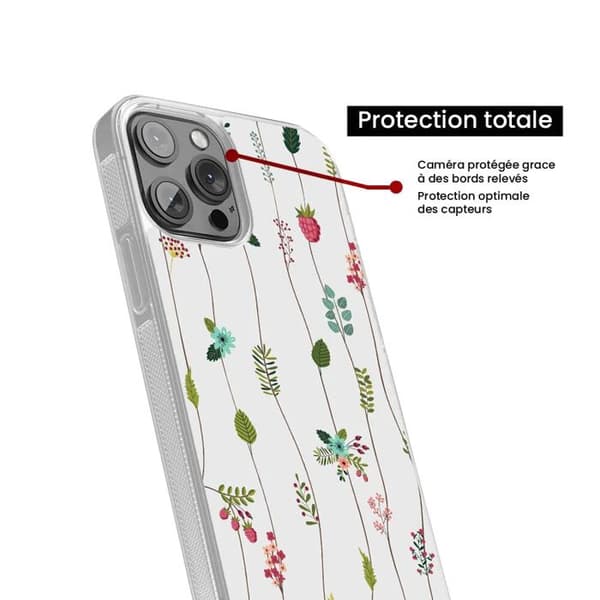 Siliconförstärkt tryckt skal kompatibelt med Apple iPhone 16 Blommönster Transparent