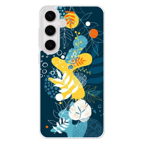 Siliconförstärkt skal med tryck kompatibelt med Samsung Galaxy S24 FE Havsblommor Transparent