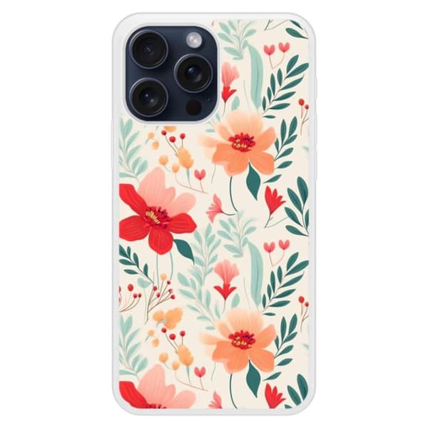 Coque i silikon med förstärkt tryck, kompatibel med Apple iPhone 15 Pro Max Flower wall Transparent