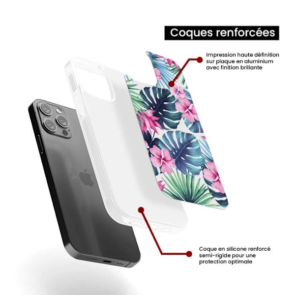 Siliconeförstärkt tryckt fodral kompatibel med Apple iPhone 16 Pro Max Tropisk Aquarelle Transparent