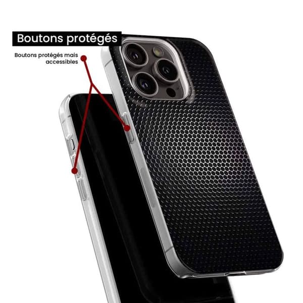Siliconfodral - Kompatibel med Apple iPhone 16 Pro - design mörk metall Transparent