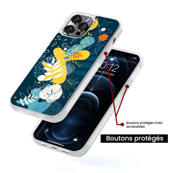 Siliconfodral med förstärkt tryck kompatibel med Apple iPhone 14 Pro Max Havblommor Transparent