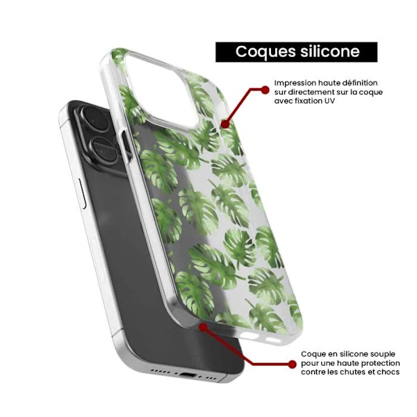 Siliconfodral med tryck kompatibel med Xiaomi 14T 4G Monstera blad Transparent