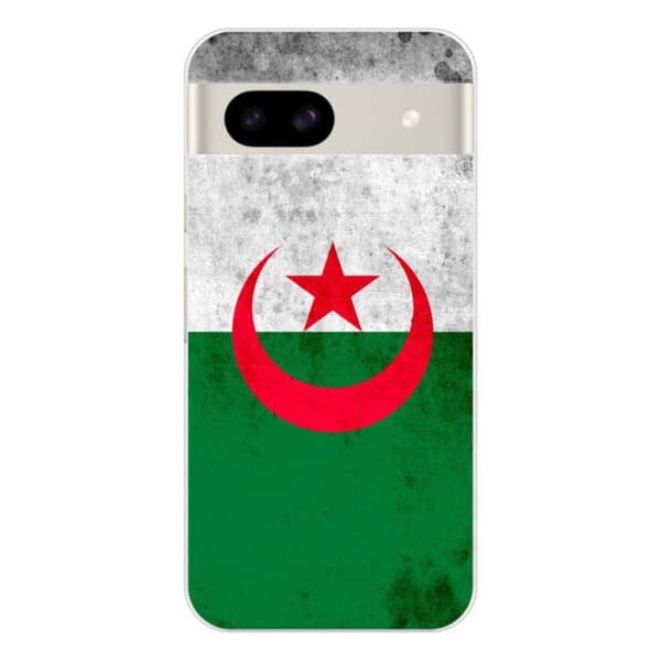 1001Coques - Silikonfodral kompatibelt med Google Pixel 8a - Mönster med Algeriets flagga - Originaldesign tryckt i Frankrike Transparent