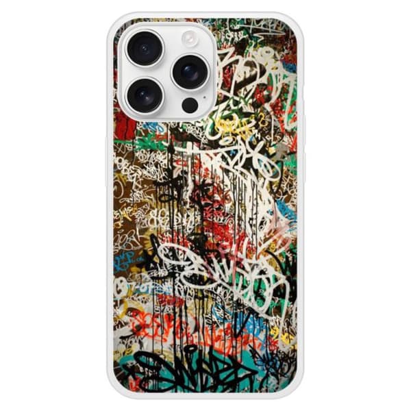 Coque i silikonförstärkt med tryck kompatibel med Apple iPhone 16 Pro Max Graffiti 1 Transparent