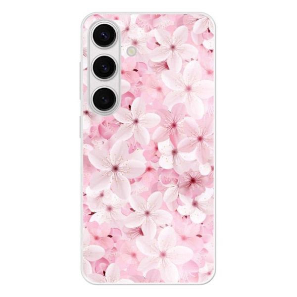 Silikonfodral med förstärkt tryck kompatibel med Samsung Galaxy S24 Sakura Transparent