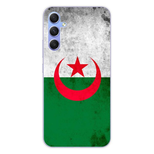 Siliconfodral - Kompatibel med Samsung Galaxy A34 5G - design med algerisk flagga Transparent