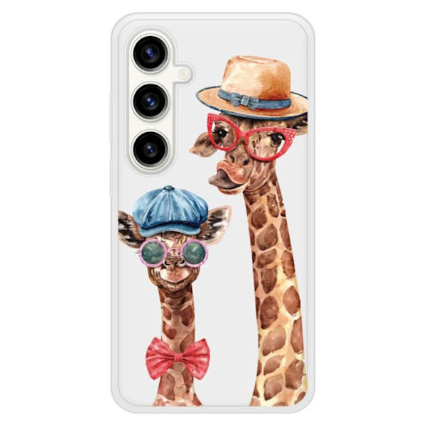 Silkonfodral med förstärkt tryck kompatibel med Samsung Galaxy S23 FE Rolig Giraff Transparent