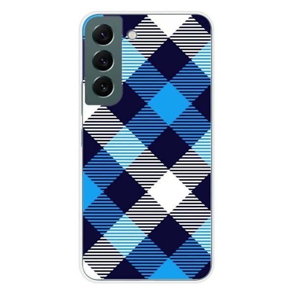 Tryckt silikonfodral kompatibelt Samsung Galaxy S22 Tartan Blue