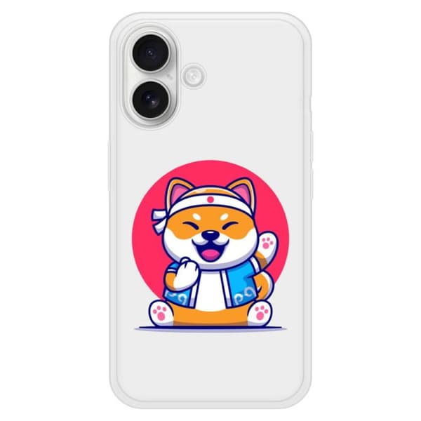 Förstärkt silikonfodral med tryck kompatibelt med Apple iPhone 16 Plus Shiba ninja Transparent