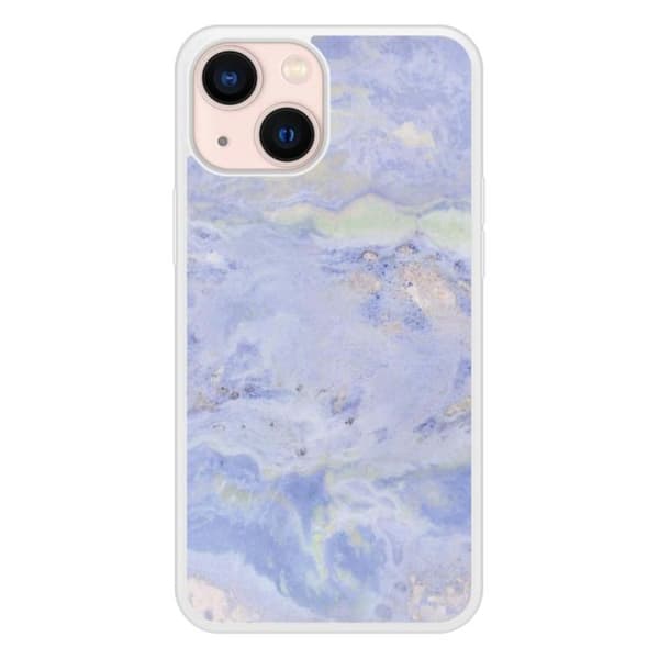 Förstärkt silikonfodral med marmorblått mönster, kompatibel med Apple iPhone 13 Mini Transparent