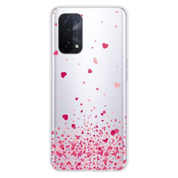 Tryckt silikonfodral som är kompatibelt med Oppo A74 5G Pink Heart Confetti