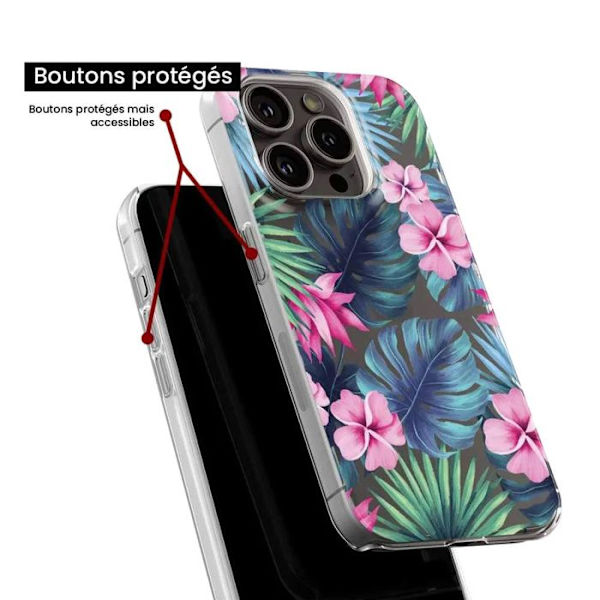 Siliconfodral - Kompatibel med Xiaomi Redmi 13C 5G - tropisk akvarelldesign Transparent