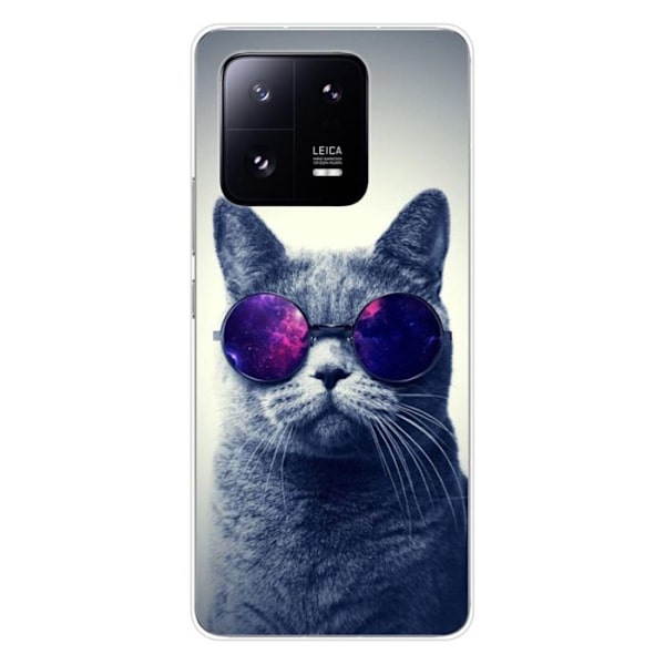 Siliconfodral - Kompatibel med Xiaomi 13 Pro - design med katt och glasögon Transparent