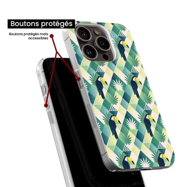 Silicone-case - Kompatibel med Apple iPhone 15 Pro - design av tukan diamant Transparent