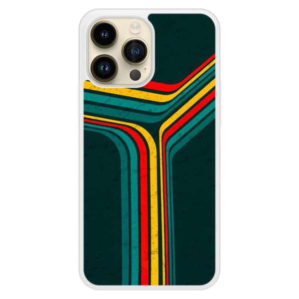 Coque i silikon med förstärkta tryck kompatibel med Apple iPhone 14 Pro Max Retro linjer Transparent