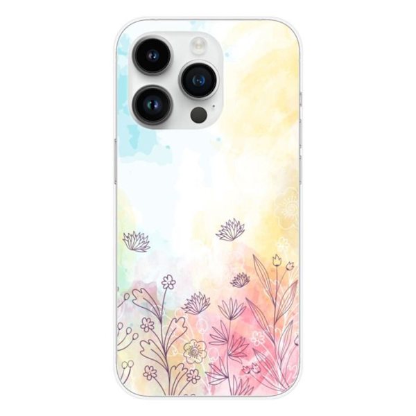 Siliconefodral - Kompatibel med Apple iPhone 15 Pro - design med akvarellblommor Transparent