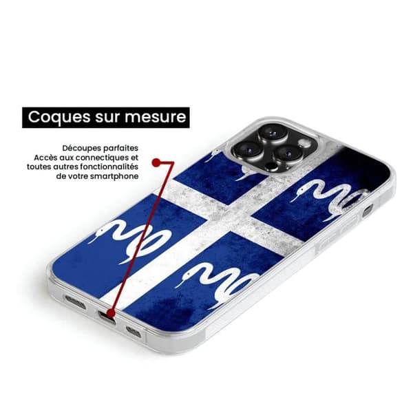 Coque Silicone Renforcée - 1001COQUES - iPhone 15 Plus - Drapeau Martinique - Antichoc - Design Unique Transparent