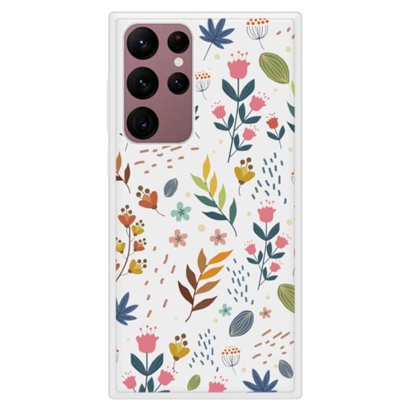 Silicone-fodral med förstärkt tryck kompatibel med Samsung Galaxy S22 Ultra Färgglada blommor Transparent