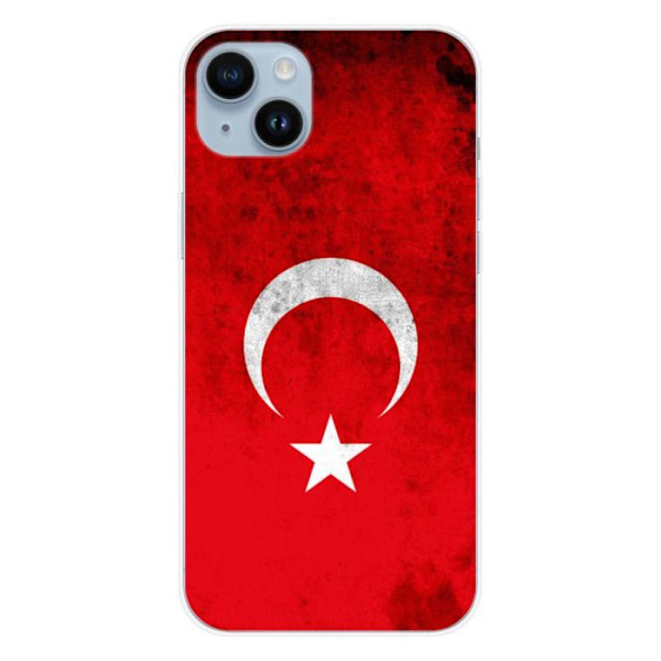Siliconefodral - Kompatibel med Apple iPhone 14 Plus - design med Turkiets flagga Transparent
