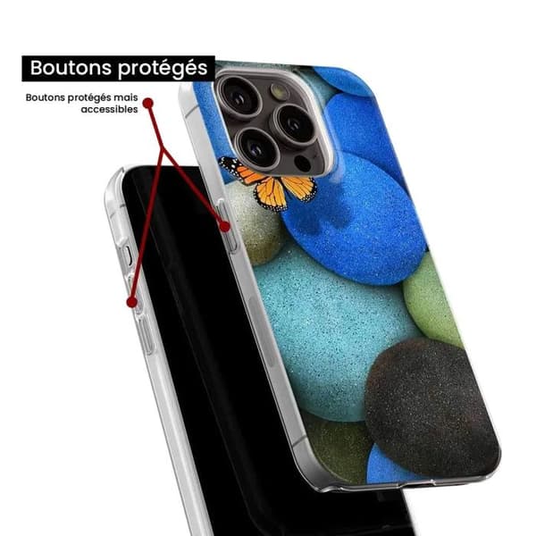 Siliconfodral - Kompatibel med Apple iPhone 15 - design med blå stengalax. Transparent