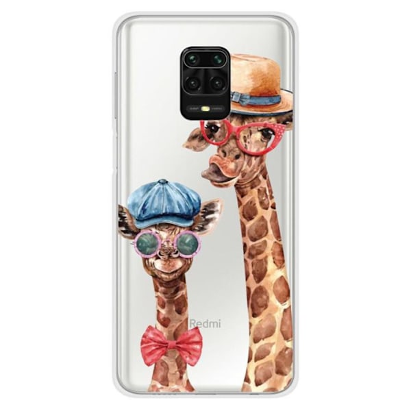 Tryckt silikonfodral som är kompatibelt med Xiaomi Redmi Note 9S Funny Giraffe Transparent