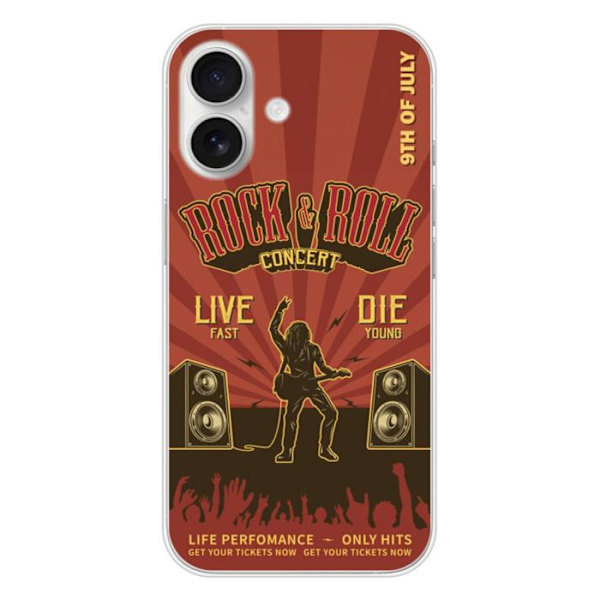 Silikonskal - Kompatibel med Apple iPhone 16 - rock and roll-design Transparent