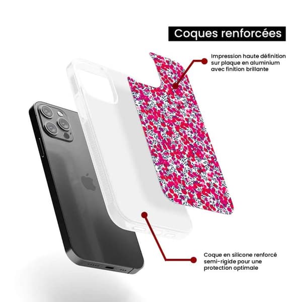 Förstärkt Silikonfodral - Apple - iPhone 14 Plus - Tryckt - Liberty Wiltshire Röd - Flexibel Transparent