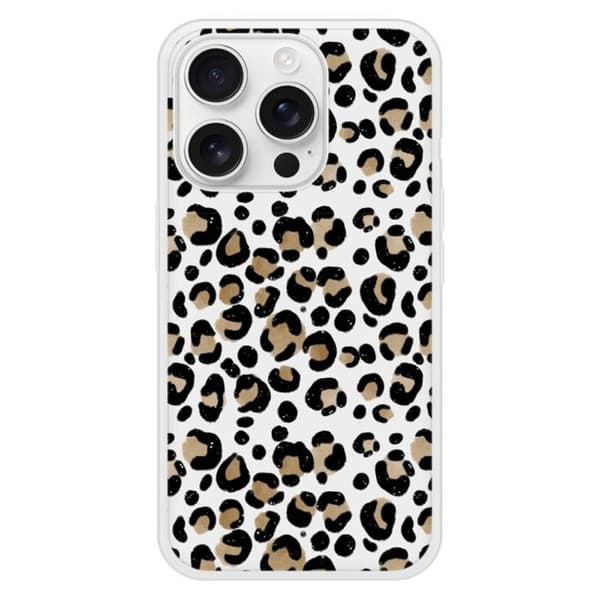 Siliconförstärkt tryckt skal kompatibelt med Apple iPhone 16 Pro Leopard Transparent