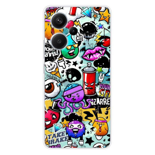 Silikonskal - Kompatibel med Xiaomi Redmi Note 13 Pro Plus 5G - graffiti design 2 Transparent
