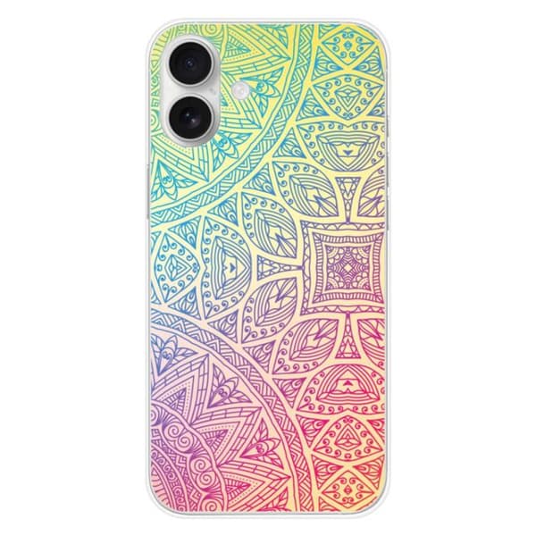 Tryckt silikonfodral som är kompatibelt med Apple iPhone 16 Plus Mandala Pastell Transparent