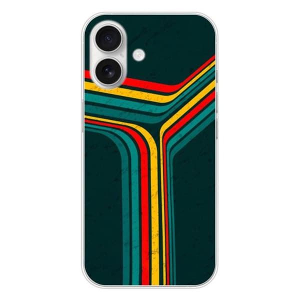 Silikonskal - Kompatibel med Apple iPhone 16 - retro linjedesign Transparent