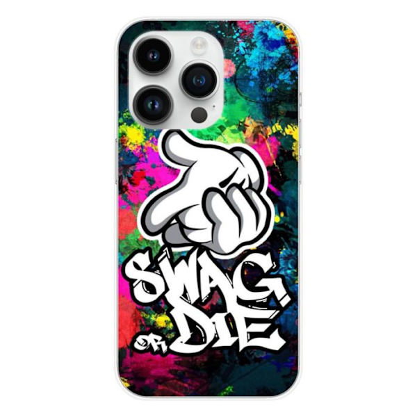 Siliconefodral - Kompatibel med Apple iPhone 14 Pro - designa swag or die Transparent