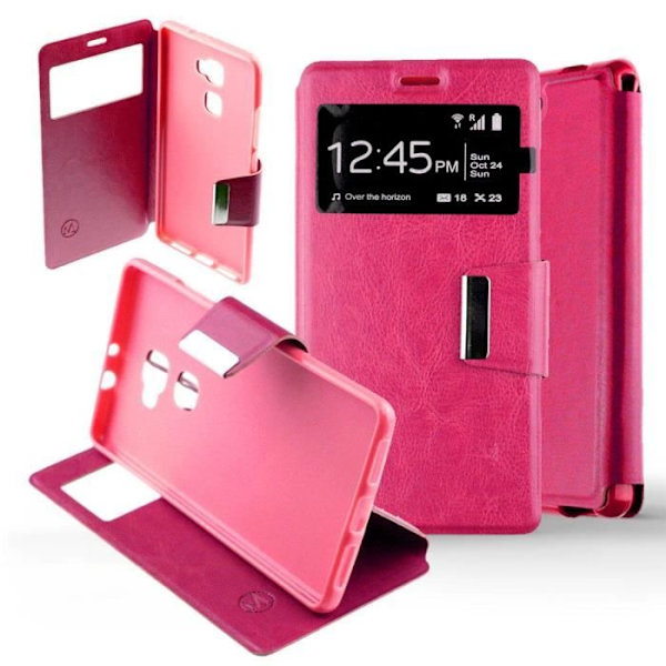 Flip foliofodral med fönster Huawei Mate S PU fullskydd Fuchsia Pink