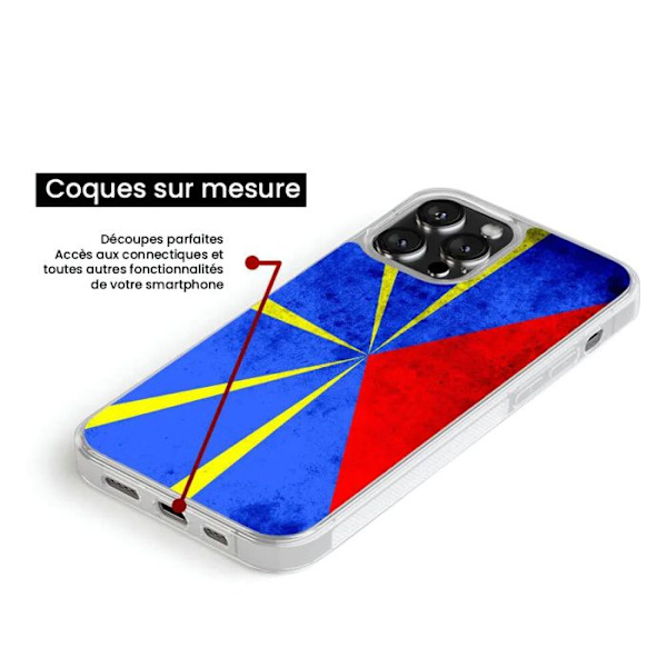 Siliconförstärkt tryckt fodral kompatibelt med Apple iPhone 15 Pro Max Flera La Réunion Transparent