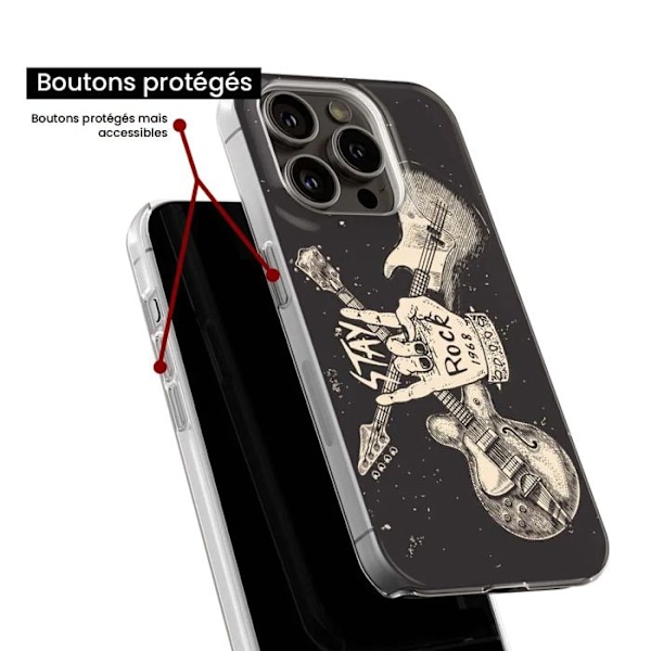 Tryckt silikonfodral som är kompatibelt med Apple iPhone 14 Pro Max Stay rock Transparent