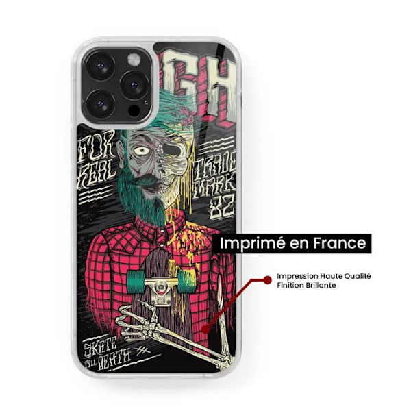 Coque i silikon med förstärkning, tryckt, kompatibel med Apple iPhone 16 Plus Skull Urgh Transparent