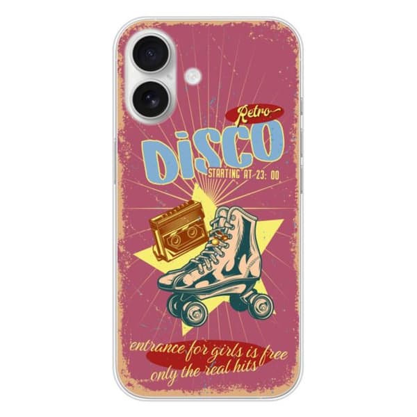 Siliconefodral - Kompatibel med Apple iPhone 16 - retro disco-design Transparent